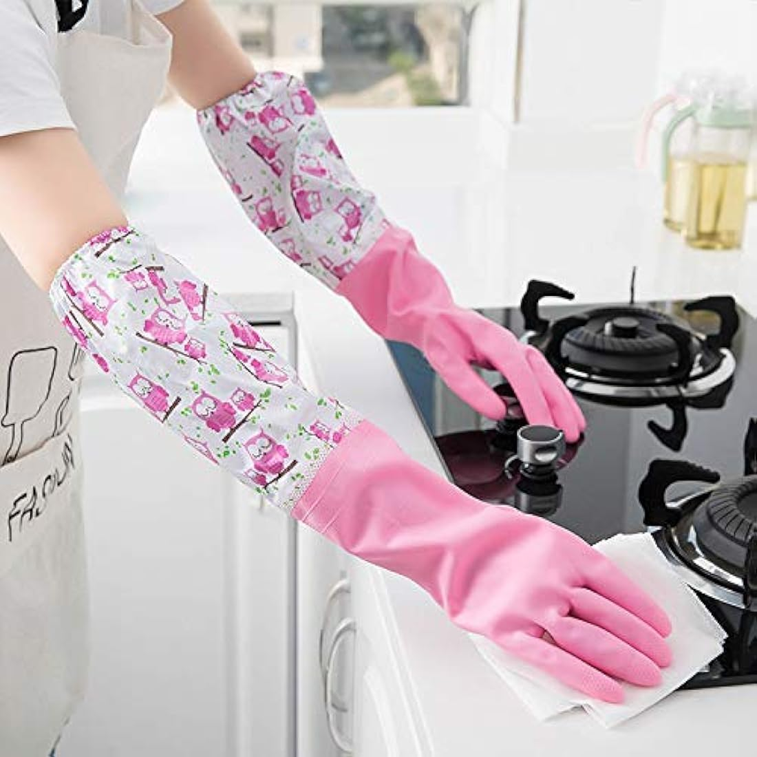 Long Rubber Cleaning Hand Gloves
